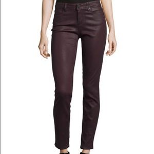 Paige coated Verdugo ankle jeans wine deep burgundy low rise skinny ankle 25